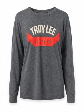 Long-Sleeve Graphic Tee - Charcoal with Red Accent